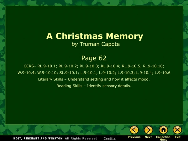 A Christmas Memory by Truman Capote