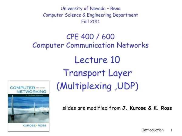 Lecture 10 Transport Layer (Multiplexing ,UDP)