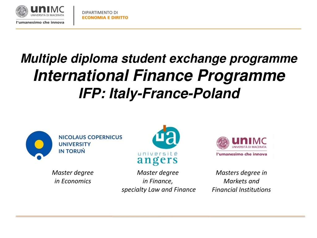 multiple diploma student exchange programme international finance programme ifp italy france poland