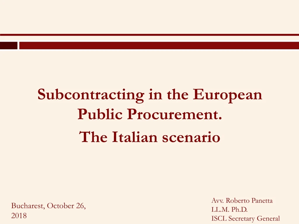 subcontracting in the european public procurement