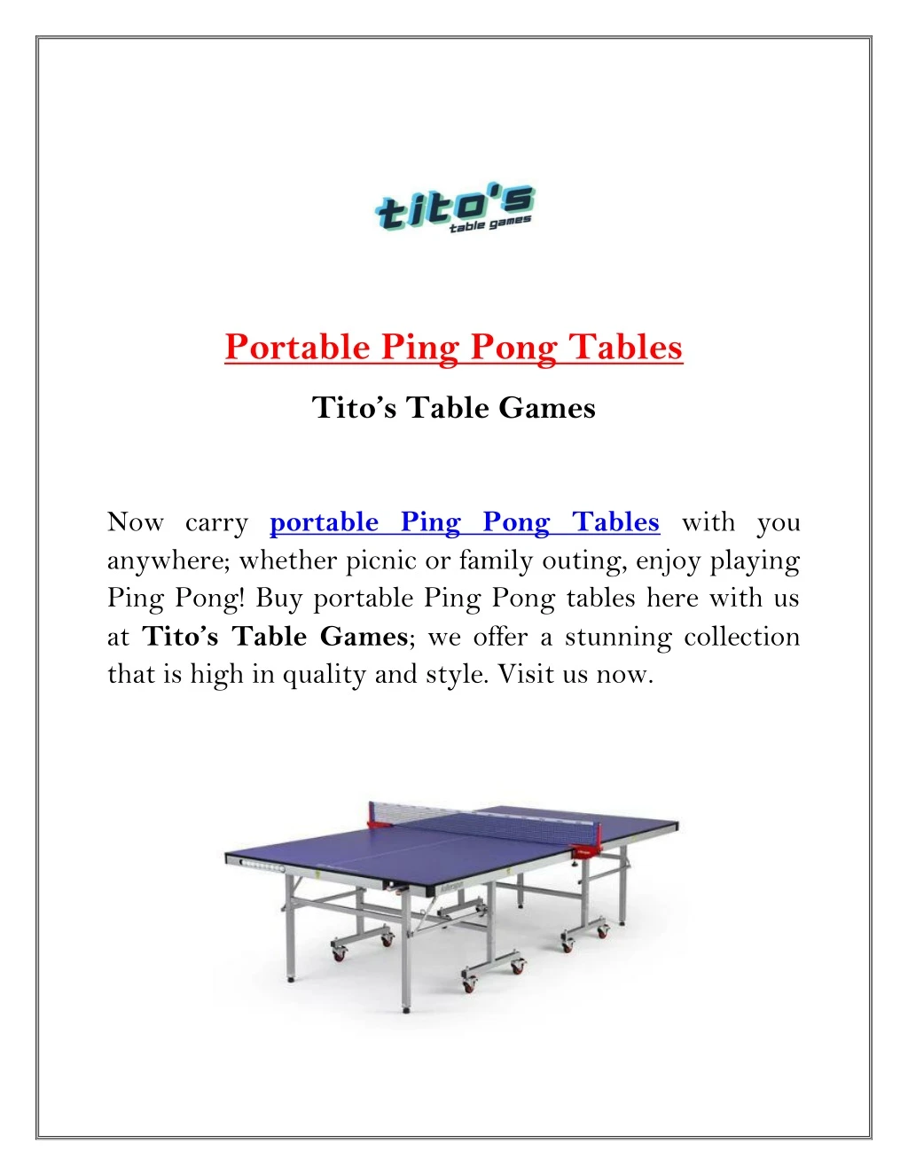 portable ping pong tables