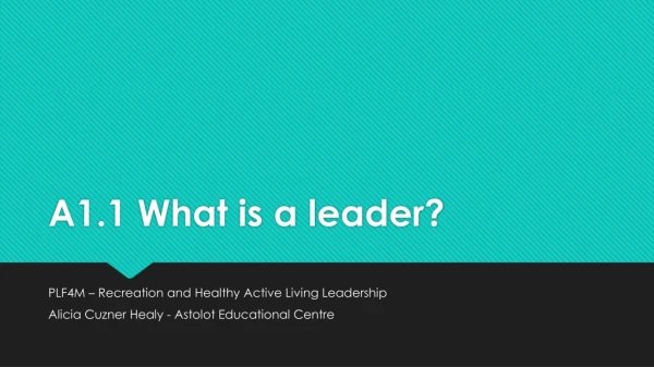 A1.1 What is a leader?