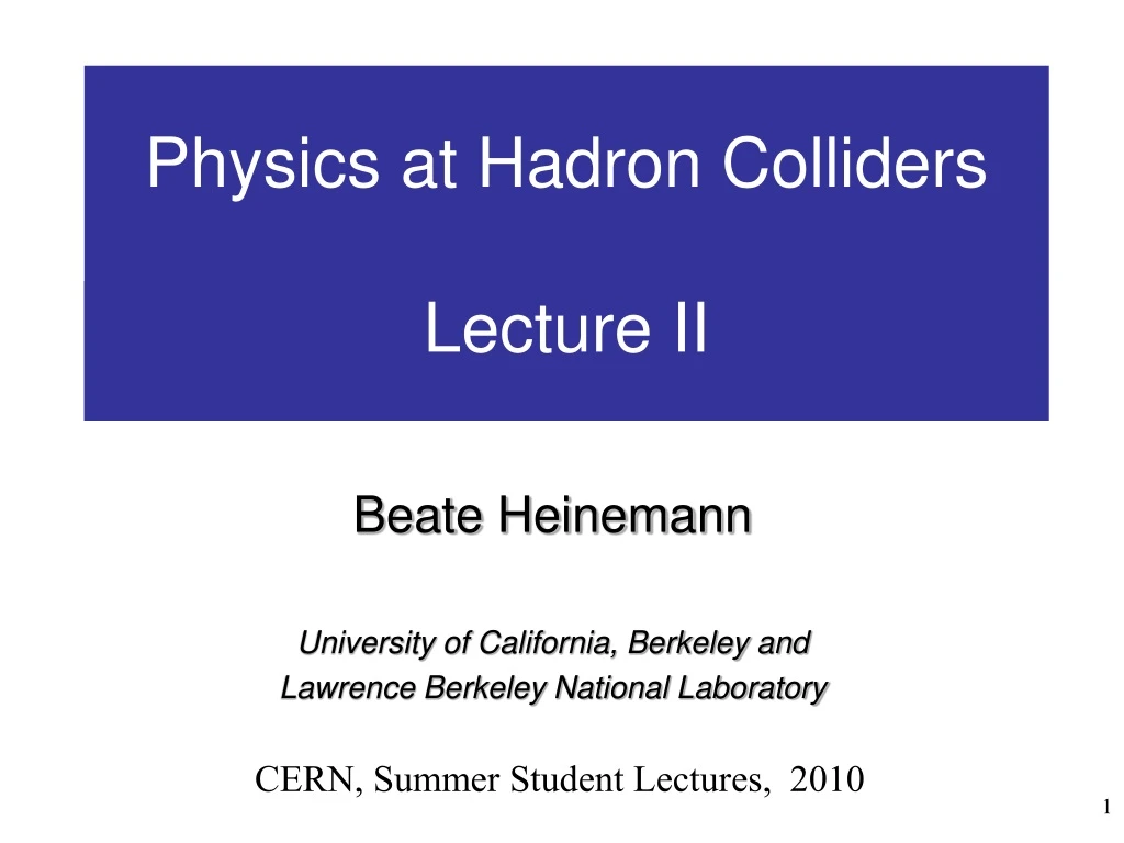 physics at the tevatron lecture i