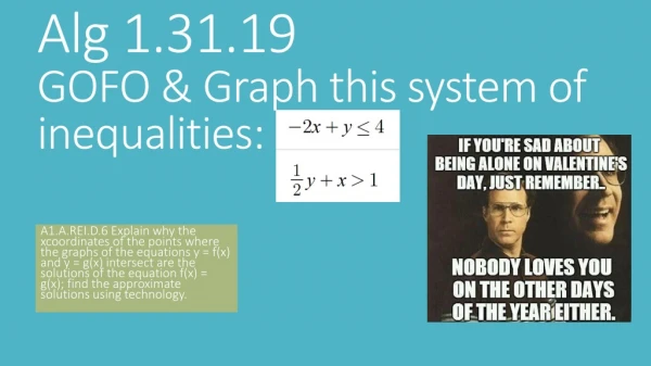 Alg 1.31.19 GOFO &amp; Graph this system of inequalities: