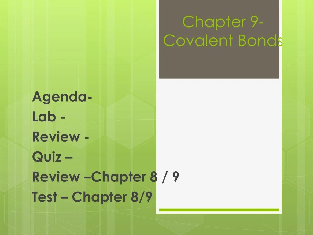 chapter 9 covalent bonds