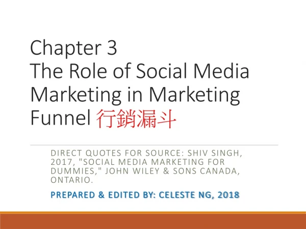 Chapter 3 The Role of Social Media Marketing in Marketing Funnel 行 銷 漏斗