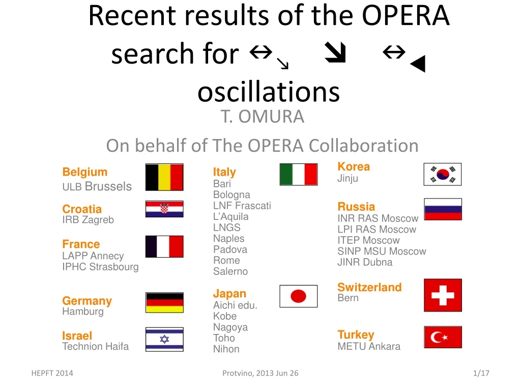 recent results of the opera search for n m n t oscillations