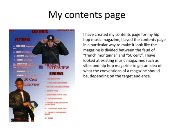 My contents page
