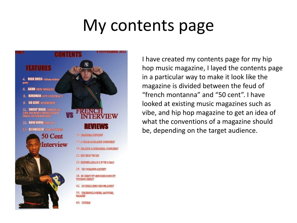 my contents page