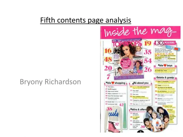 Fifth contents page analysis