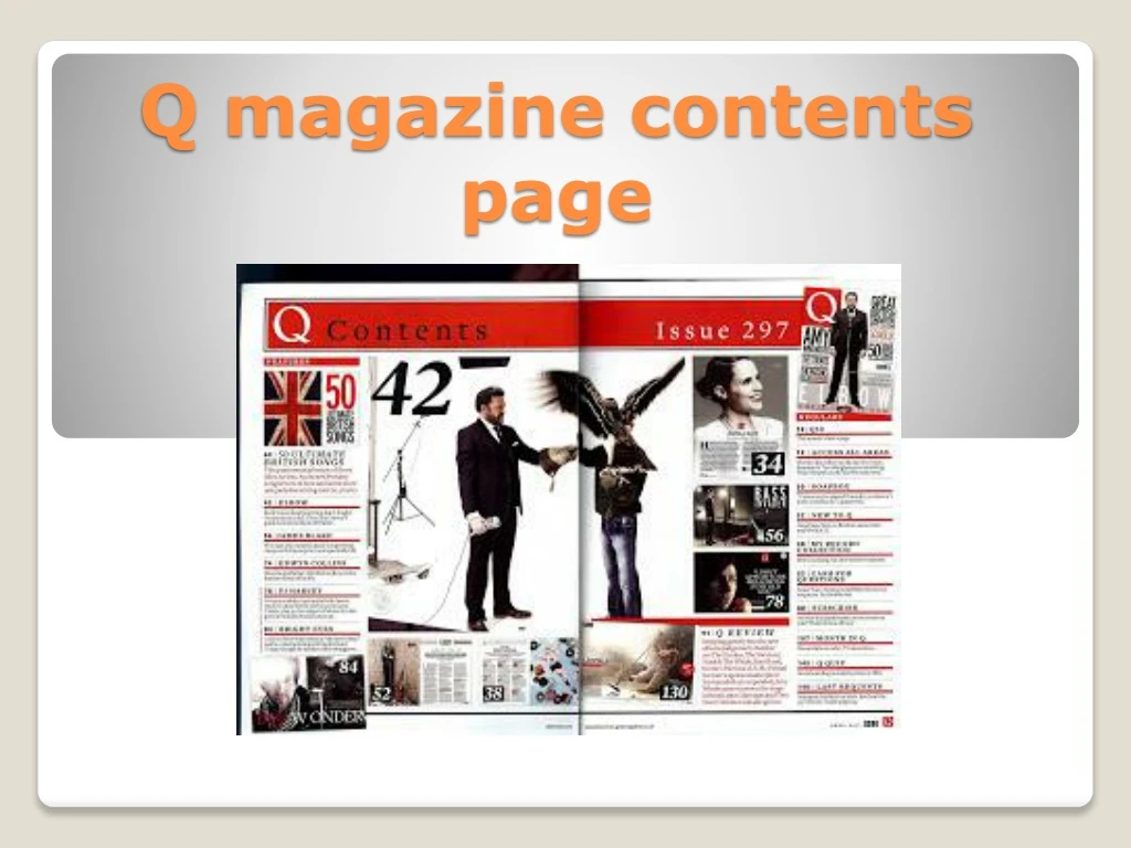 q magazine contents page