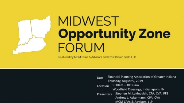 Financial Planning Association of Greater Indiana Thursday, August 9, 2019