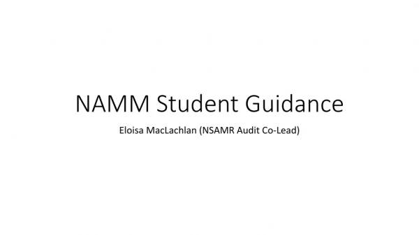 NAMM Student Guidance