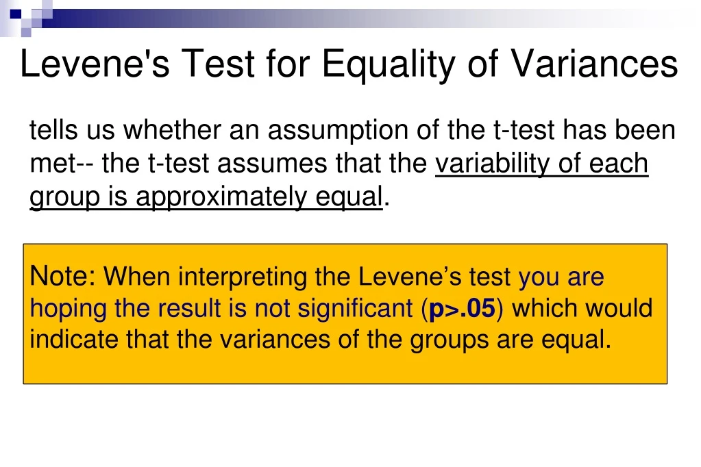 levene s test for equality of variances