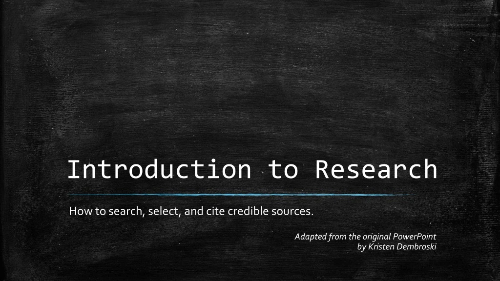 introduction to research