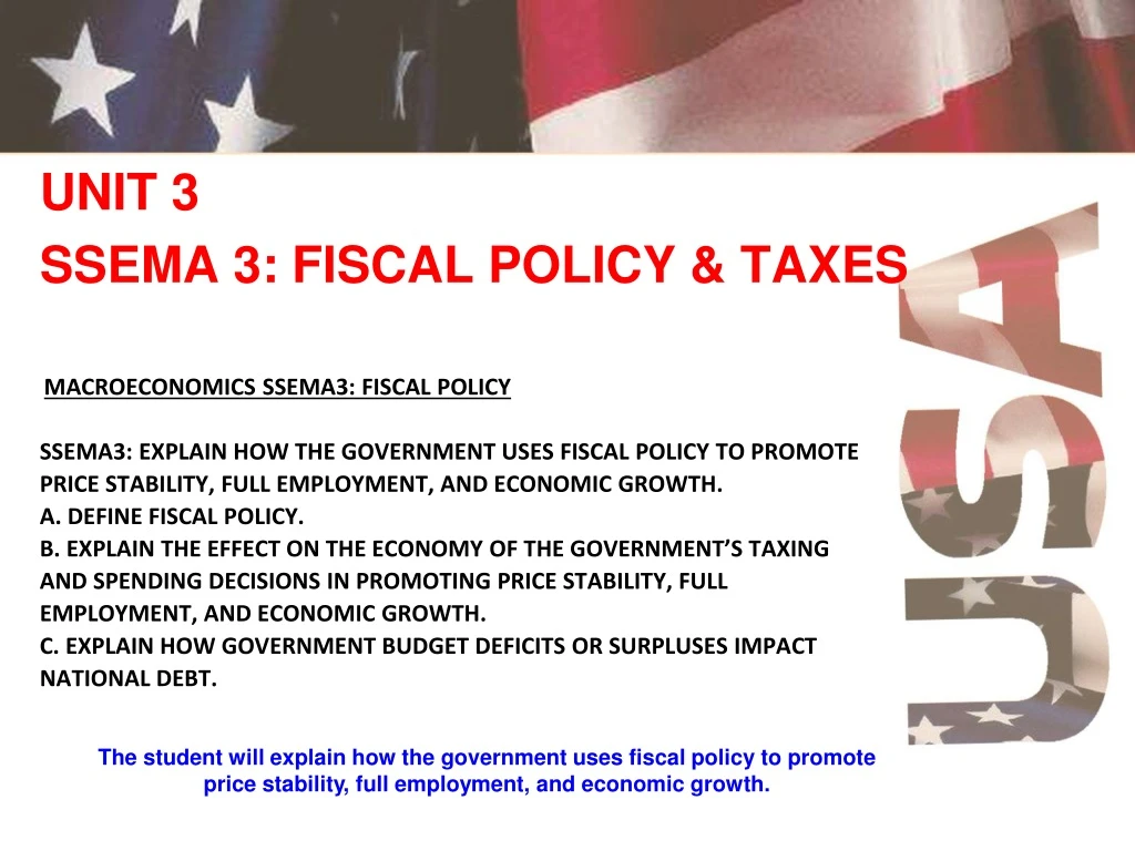 unit 3 ssema 3 fiscal policy taxes