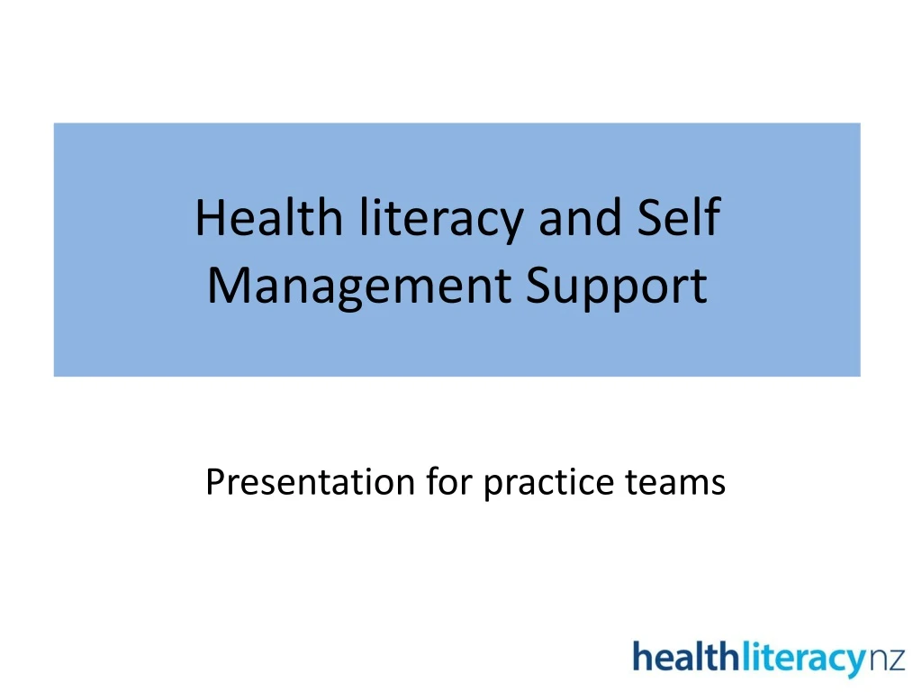 health literacy and self management support