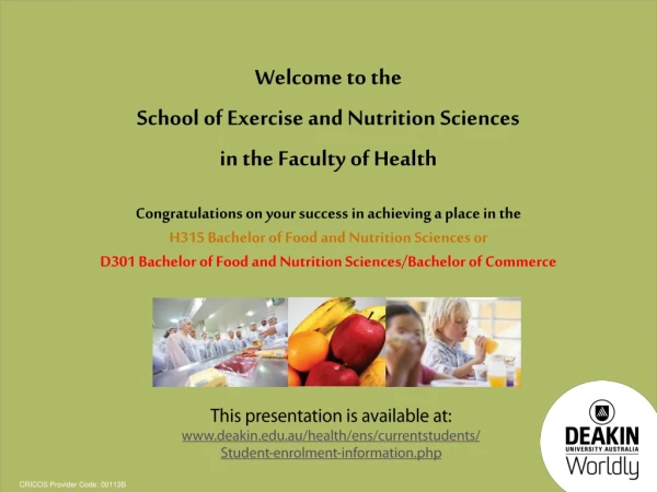 Welcome to the School of Exercise and Nutrition Sciences in the Faculty of Health