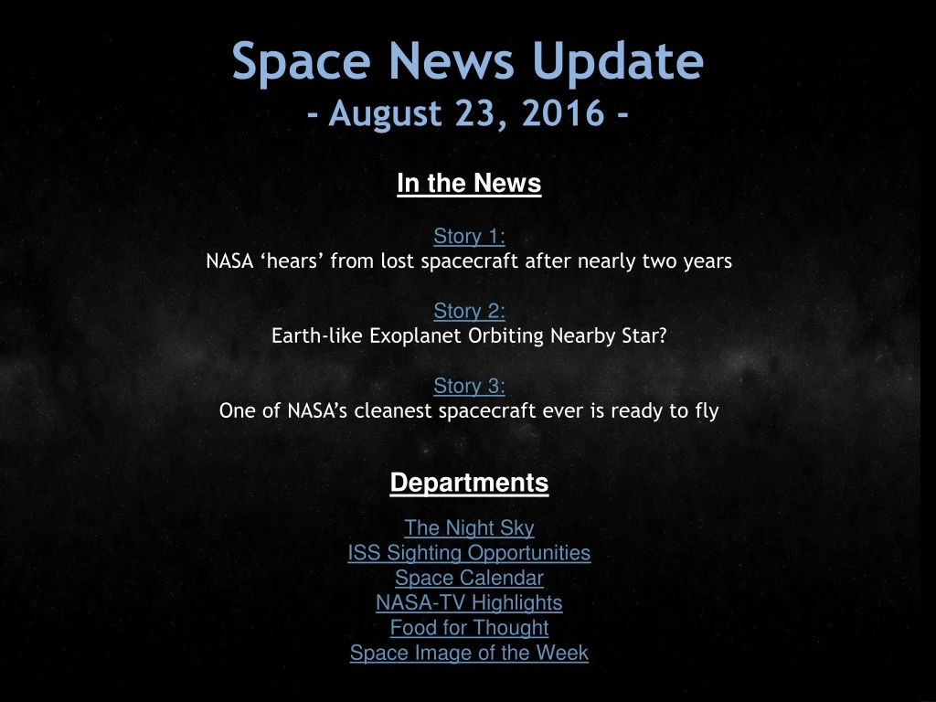 space news update august 23 2016