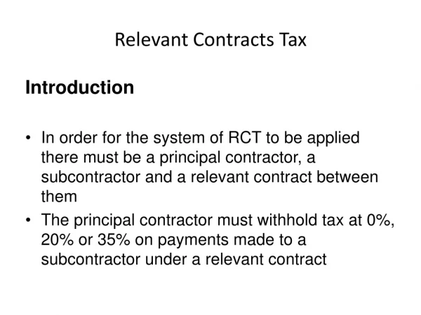 Relevant Contracts Tax