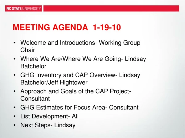 MEETING AGENDA 1-19-10