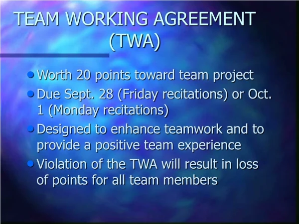 TEAM WORKING AGREEMENT (TWA)