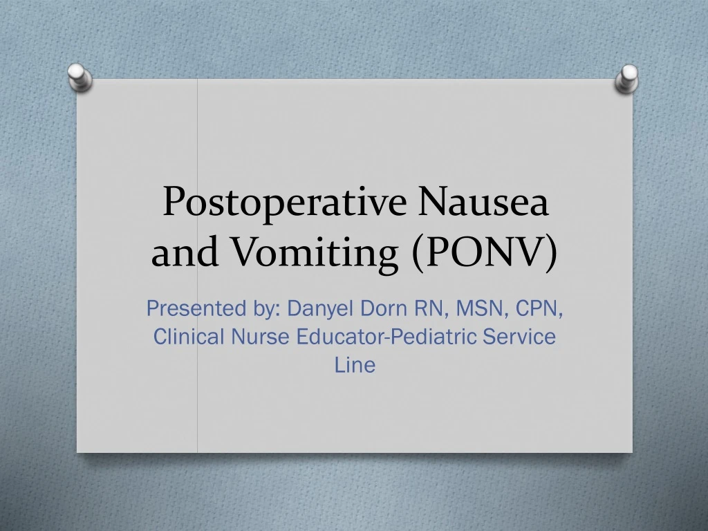 postoperative nausea and vomiting ponv