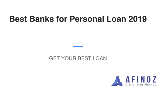 Best Banks for Personal Loan 2019