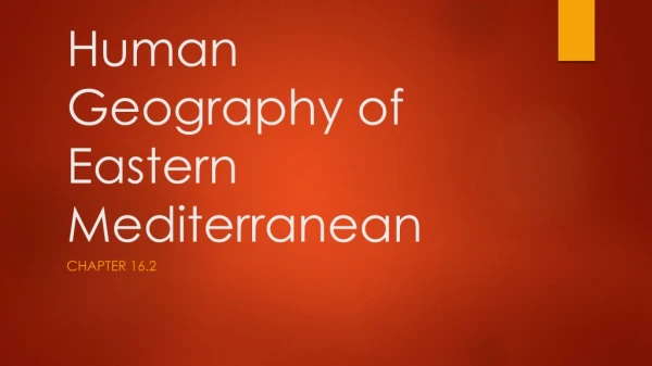 Human Geography of Eastern Mediterranean