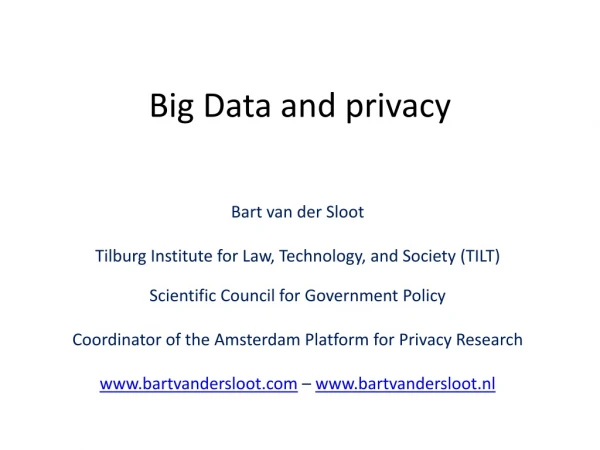 Big Data and privacy