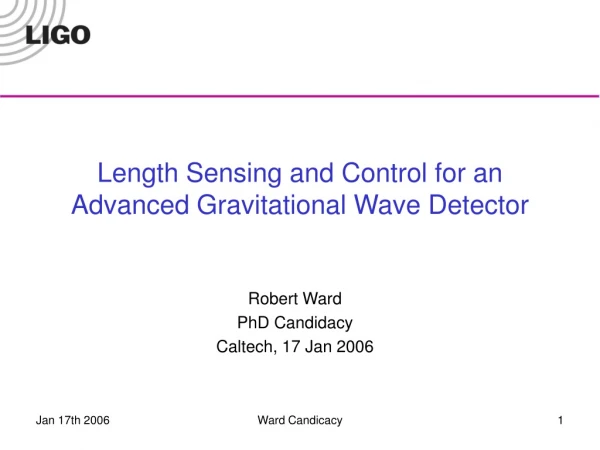 Length Sensing and Control for an Advanced Gravitational Wave Detector