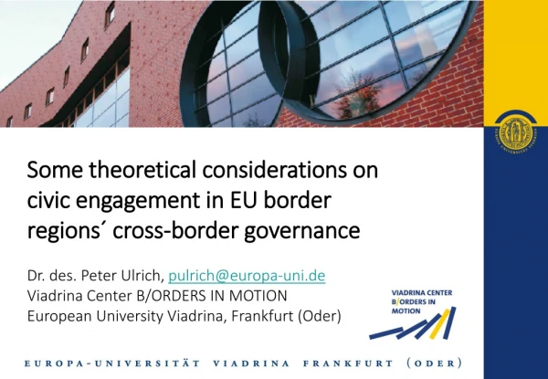 Some theoretical considerations on civic engagement in EU border regions´ cross-border governance
