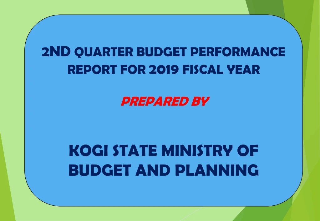 2nd quarter budget performance report for 2019