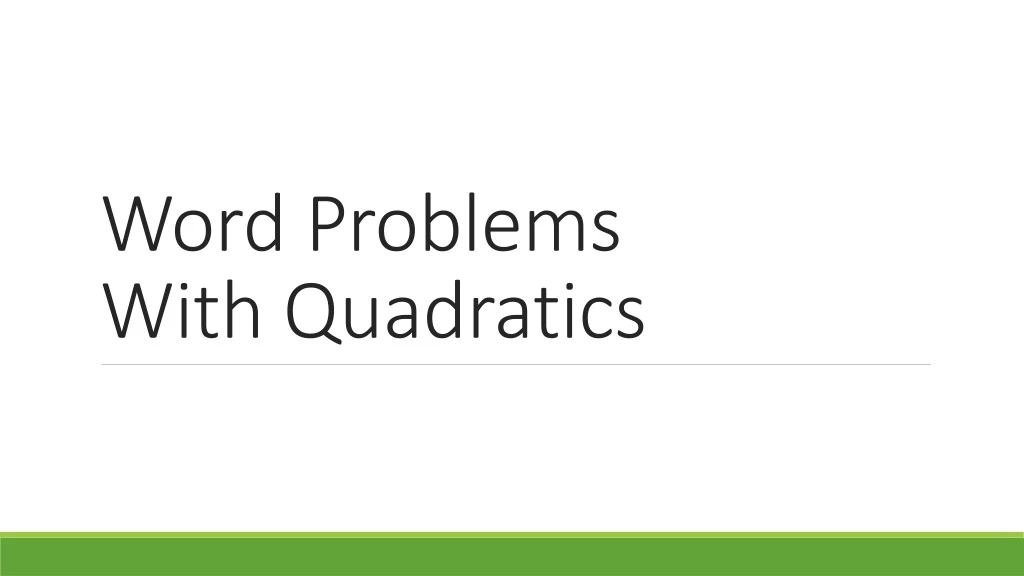 word problems with quadratics