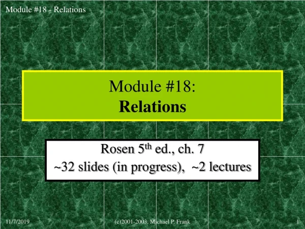 Module #18: Relations