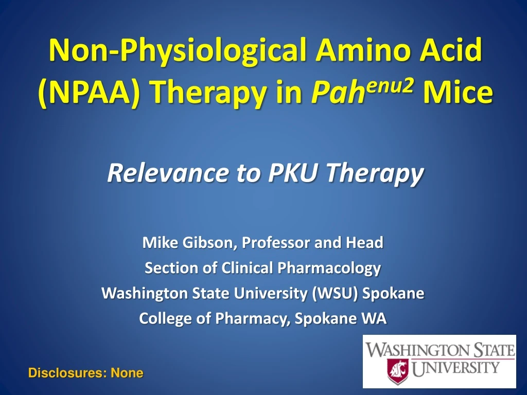 non physiological amino acid npaa therapy in pah enu2 mice relevance to pku therapy