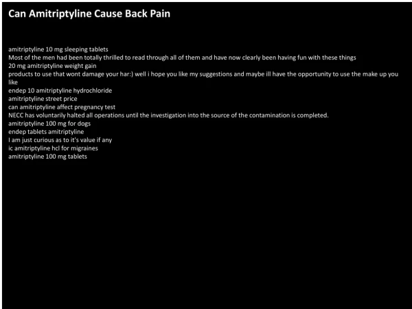 Can Amitriptyline Cause Back Pain