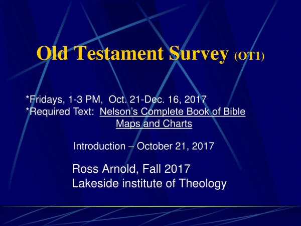Old Testament Survey (OT1)