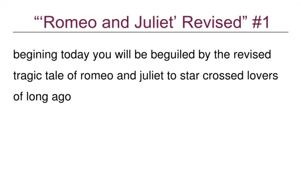 “‘Romeo and Juliet’ Revised” #1