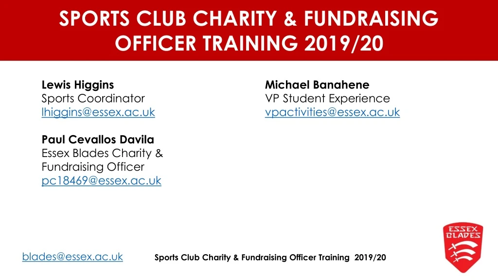 sports club charity fundraising officer training