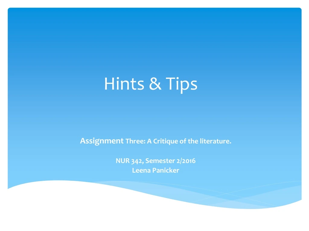 hints tips