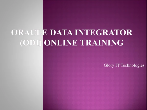 Oracle Data Integrator (ODI) Online Training