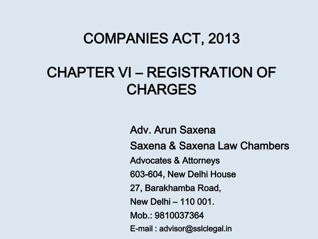 companies act 2013 chapter vi registration of charges