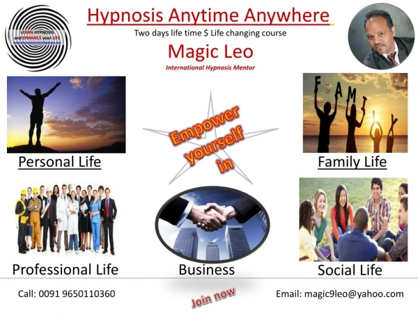 Hypnosis Anytime Anywhere Two days life time $ Life changing course Magic Leo