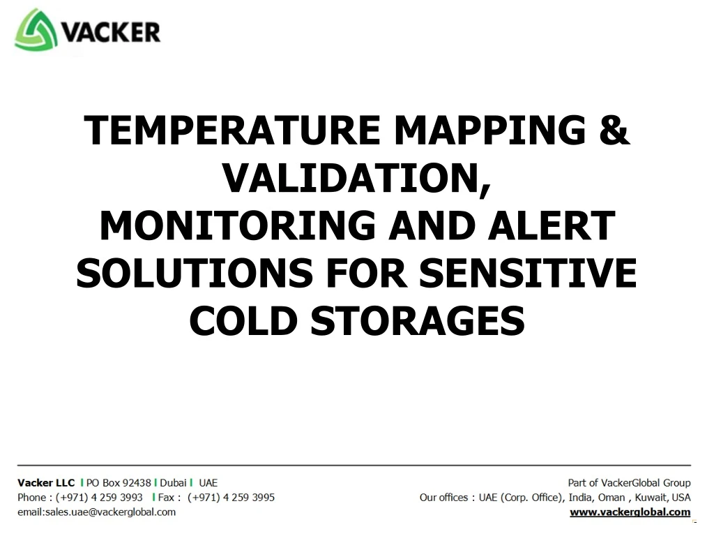 temperature mapping validation monitoring and alert solutions for sensitive cold storages