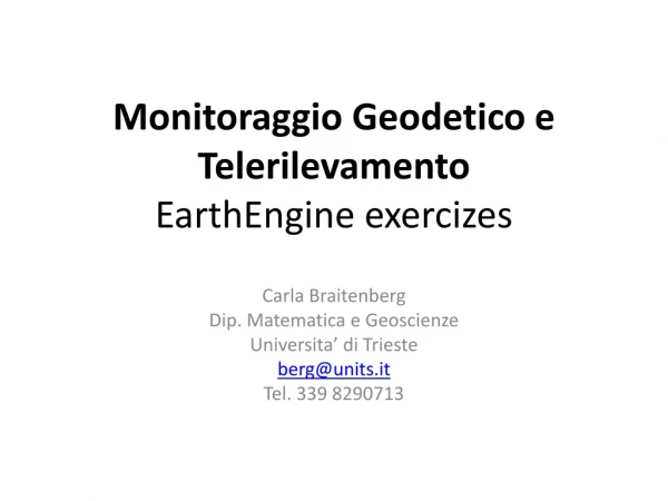Monitoraggio Geodetico e Telerilevamento EarthEngine exercizes