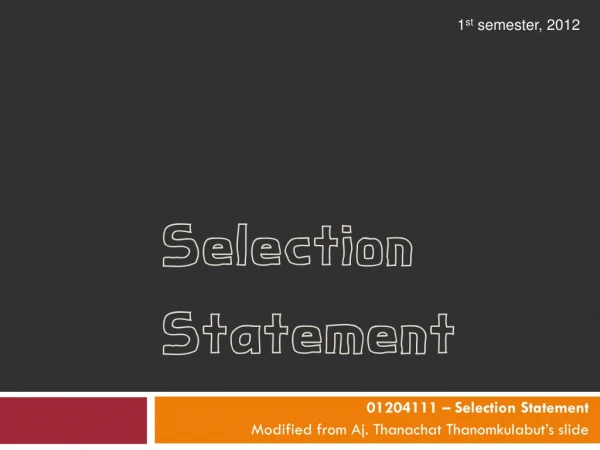 Selection Statement
