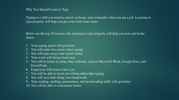 Why You Should Learn to Type