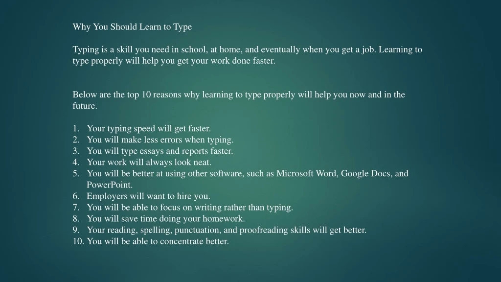 why you should learn to type typing is a skill