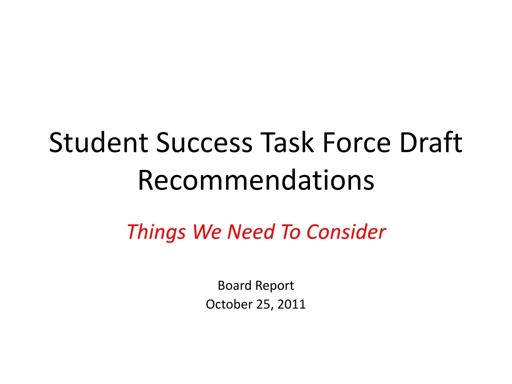 student success task force draft recommendations